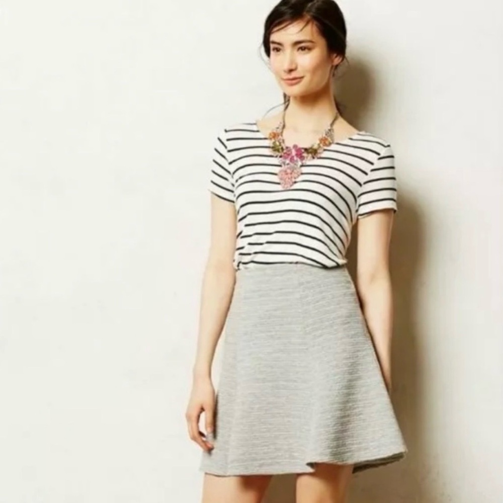 Maeve Anthropologie Crosstown Swing Flare Mini Skirt Light Grey Women's Size M